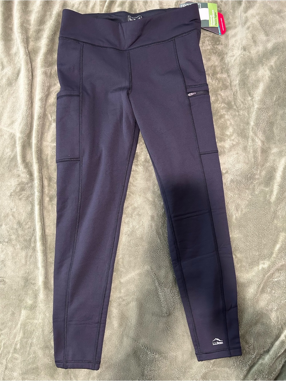 NWT L.L.Bean PrimaLoft Therma-Stretch Fleece Tights - Black - Medium Regular